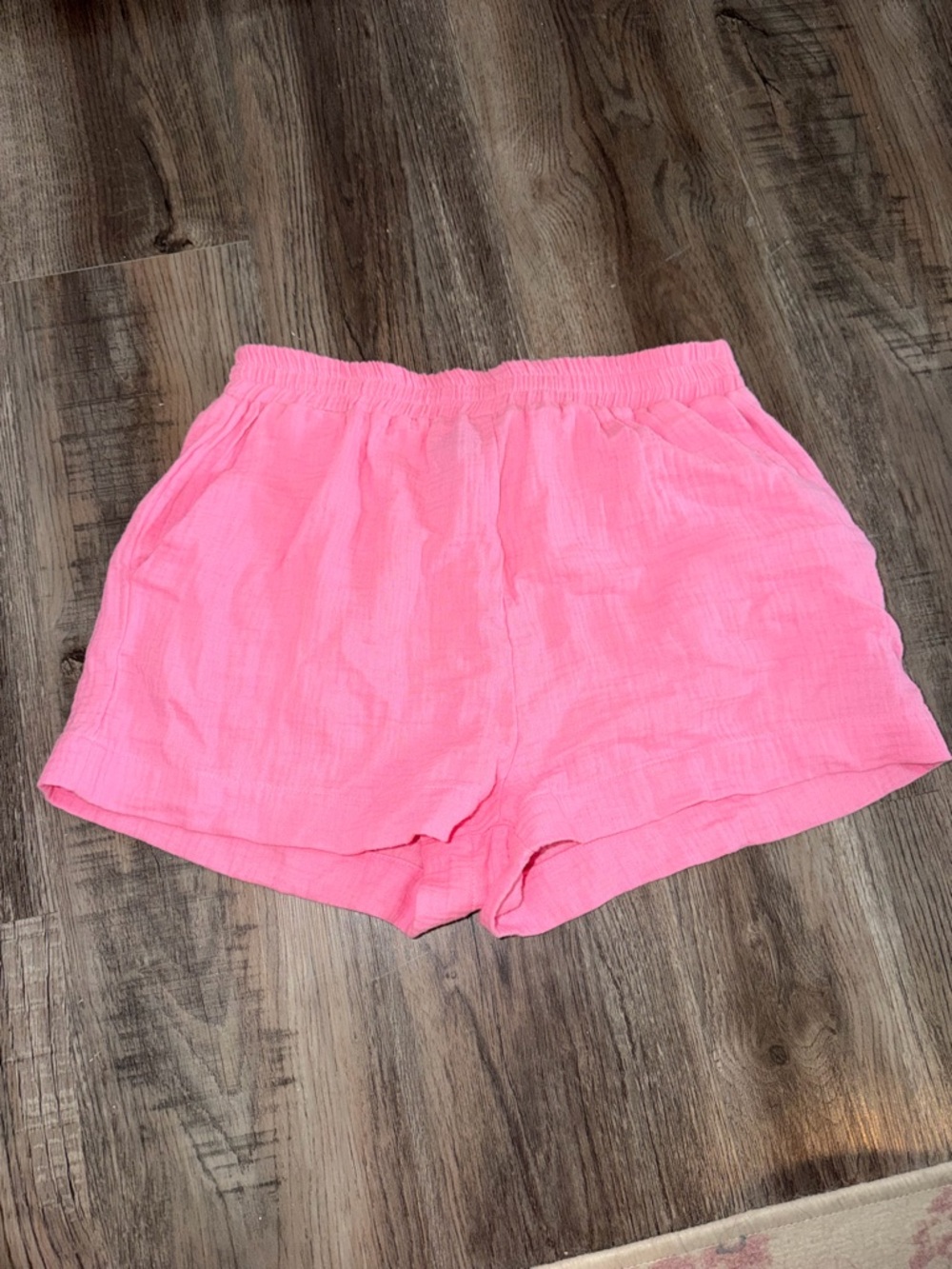 Women's Pink Elastic-Waist Casual Shorts (sold as a set on my page)